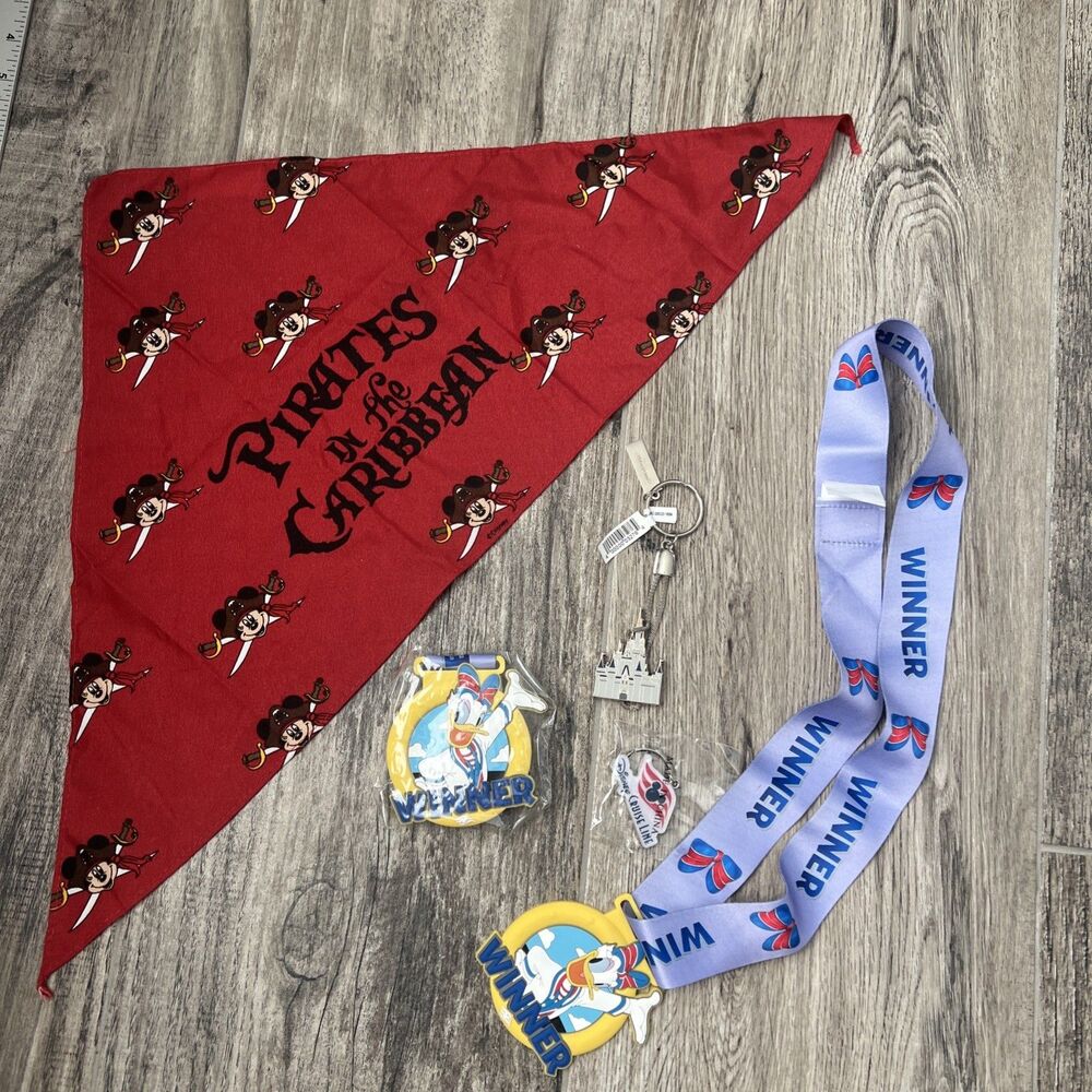 Disney Cruise Line daisy duck medal Lanyards Pirate Scarves castle keychain